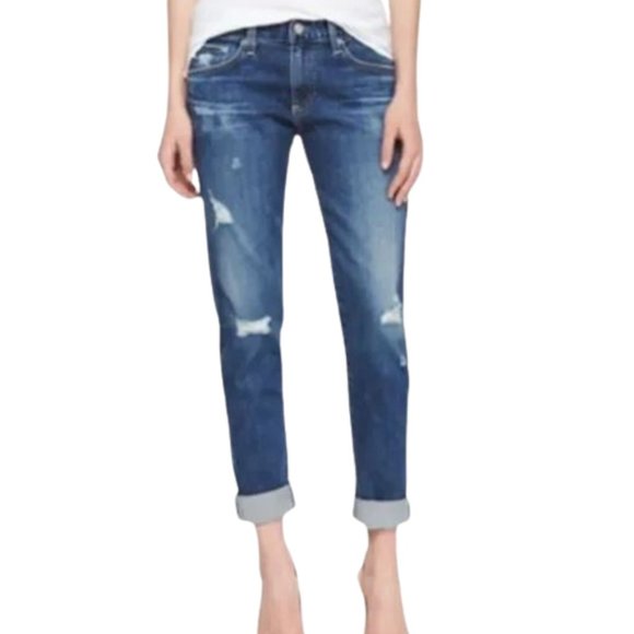 AG ADRIANO GOLDSCHMIED The Nikki Crop Relaxed Skinny distressed jeans - Picture 1 of 15